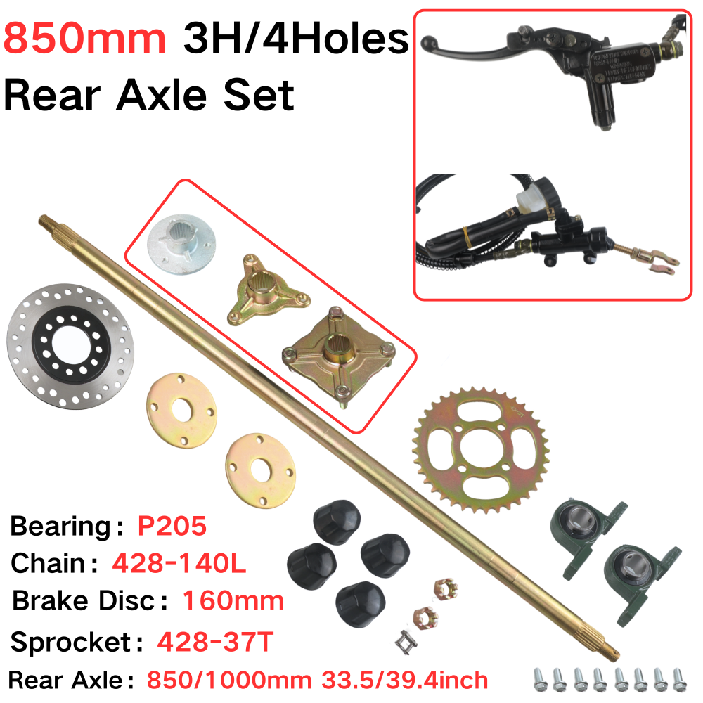 428 Chain - 850mm Rear Axle Complete Set With